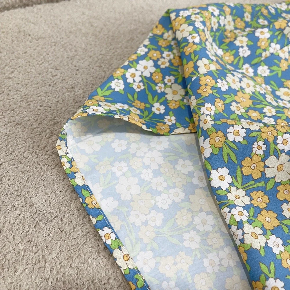 Prada Blue Floral Maxi Skirt with Yellow and White Blossoms